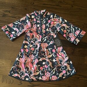 Floral Patterned Dress with Pink and Black Design